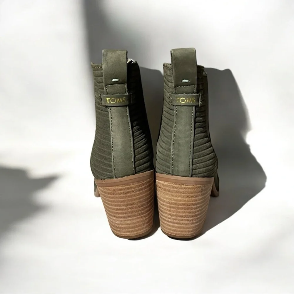 🌻NEW w/tag Toms Everly Green Pull On Ankle Boots Shoes Women's Size 8_2